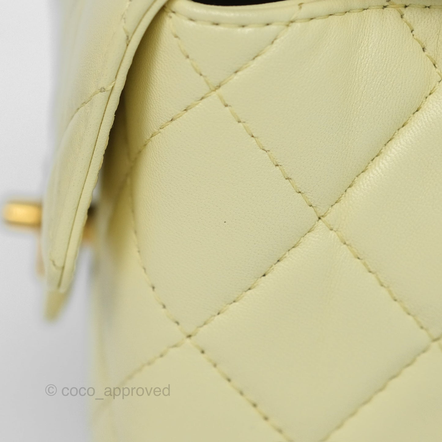 Chanel Crush Top Handle Flap Bag Yellow Lambskin Aged Gold Hardware
