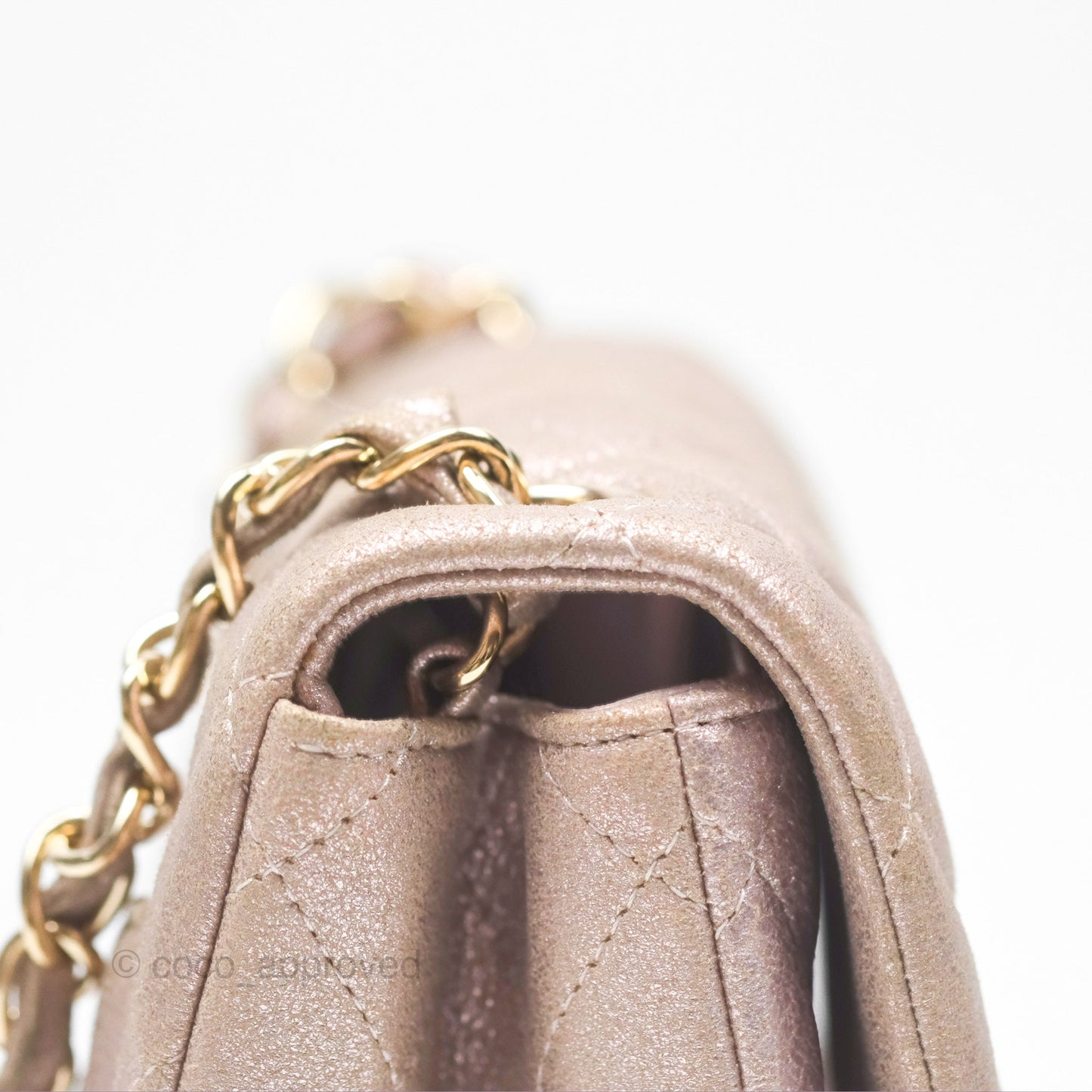 Chanel Mini Square Metallic Rose Gold Goatskin Gold Hardware 14B
