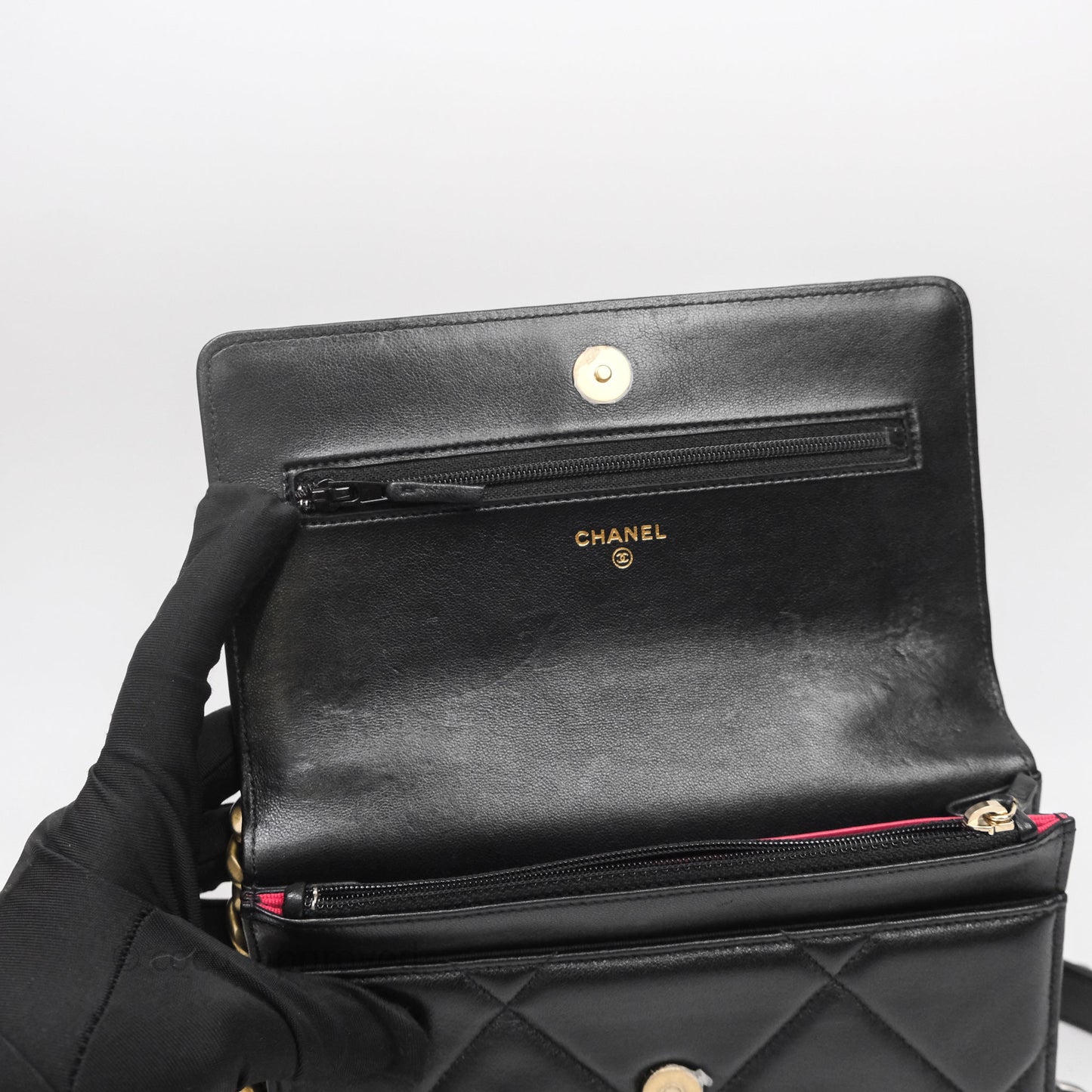 Chanel 19 Wallet on Chain WOC Black Mixed Hardware