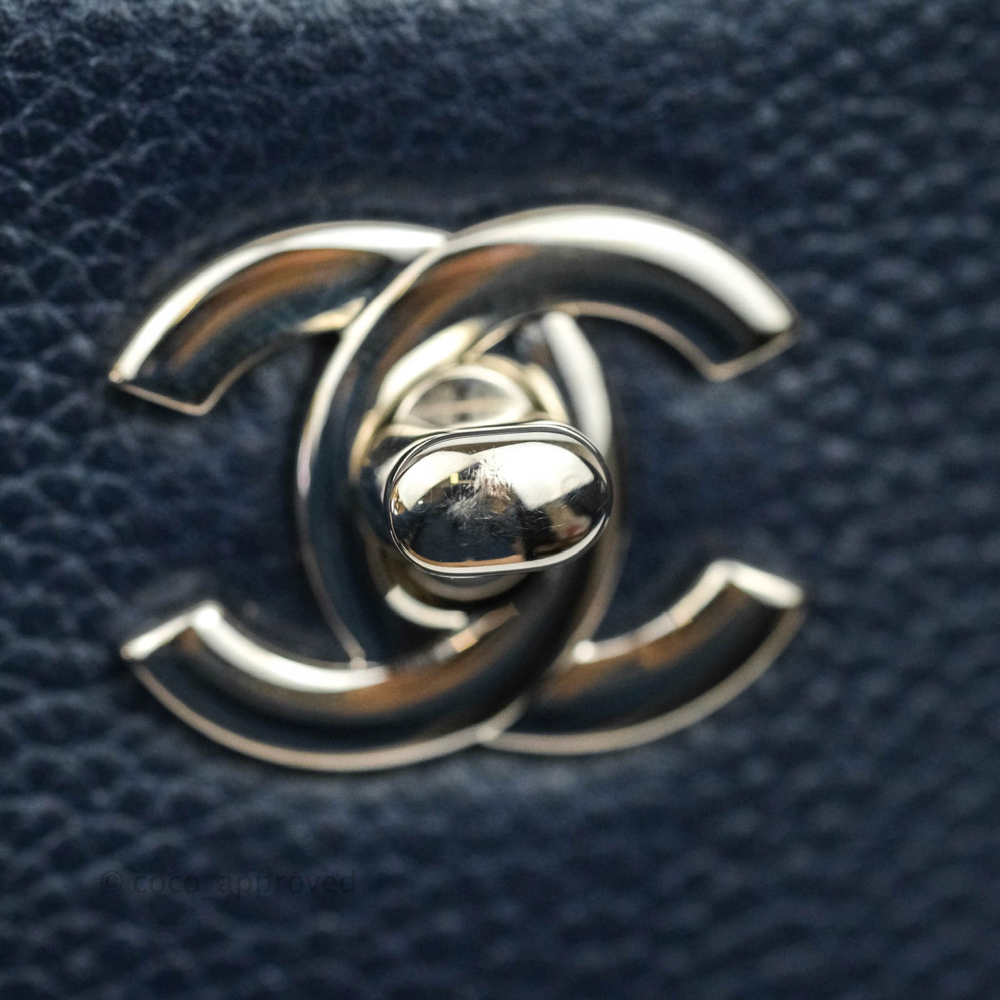 Chanel Mini Neo Executive Shopper Tote Black Grained Calfskin Navy Silver Hardware