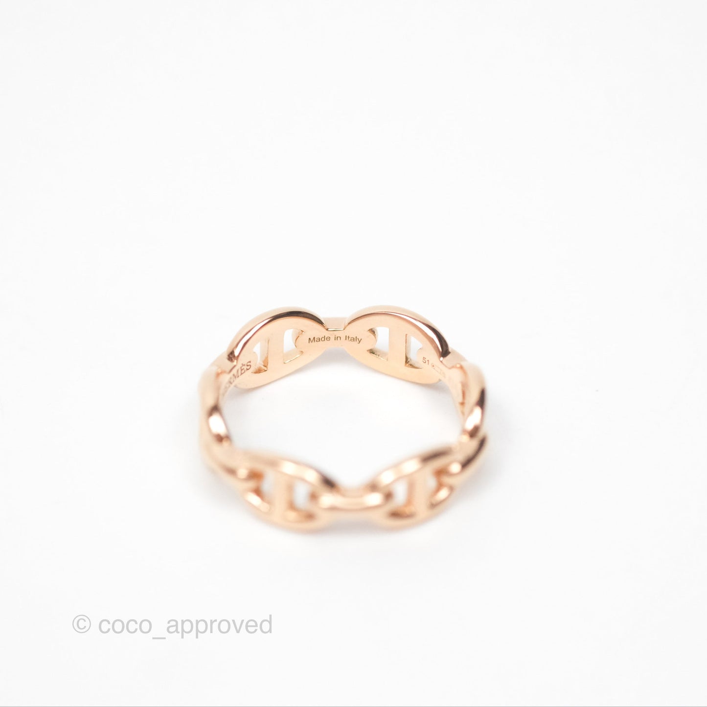 Hermès Chaine d'Ancre Enchainee Band Ring PM Rose Gold Size 51