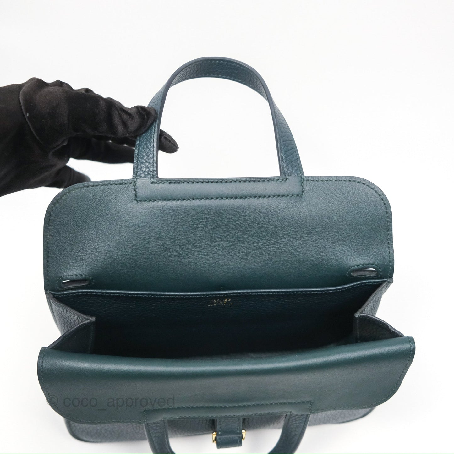 Hermès Halzan 25 Taurillon Clemence 60 Vert Cypres Gold Hardware