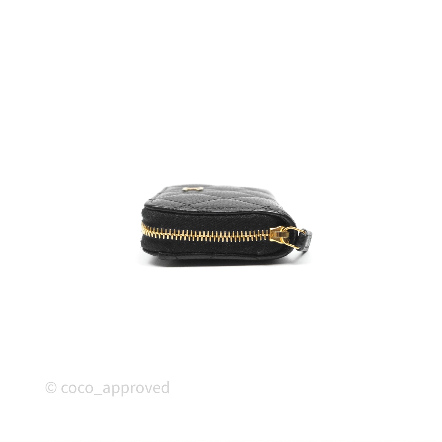 Chanel Quilted Zip Card Holder Black Caviar Gold Hardware