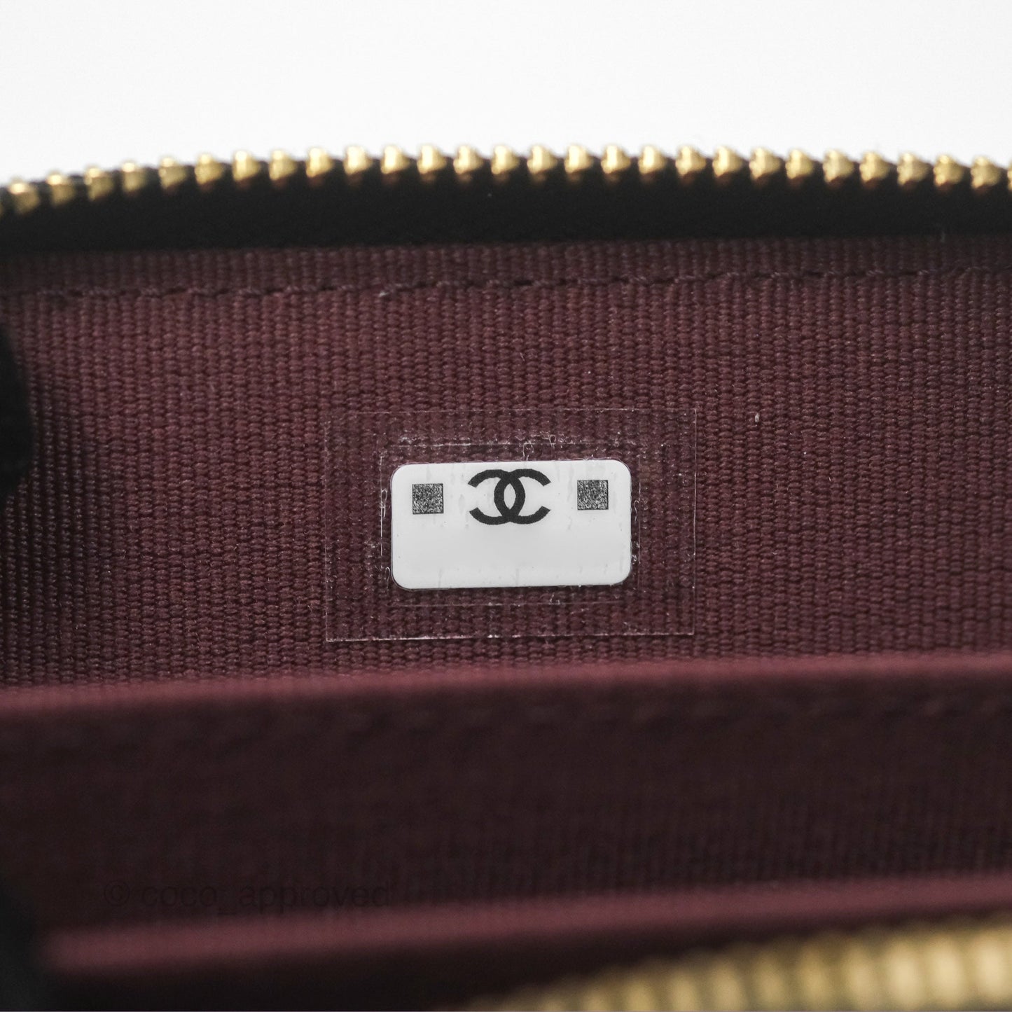Chanel Quilted Zip Card Holder Black Caviar Gold Hardware
