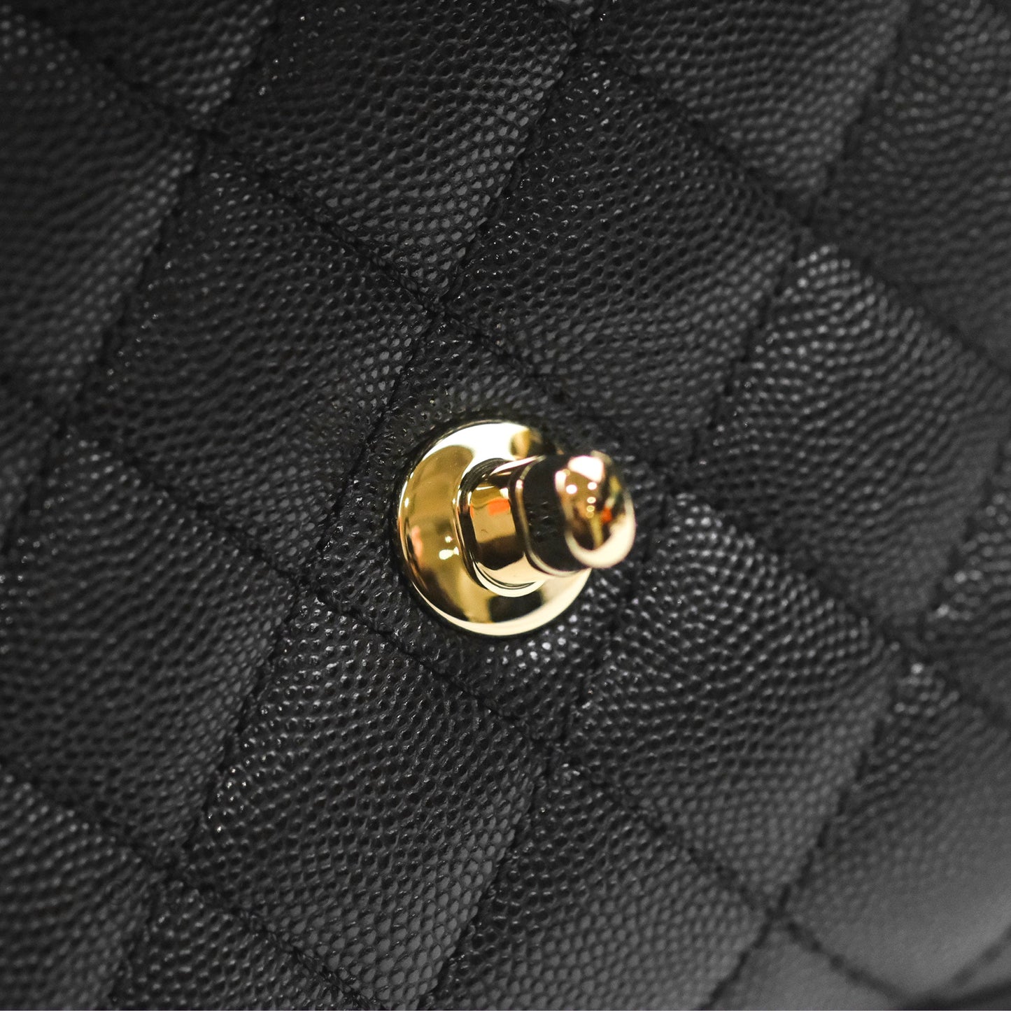 Chanel Mini Coco Handle Quilted Black Caviar Gold Hardware