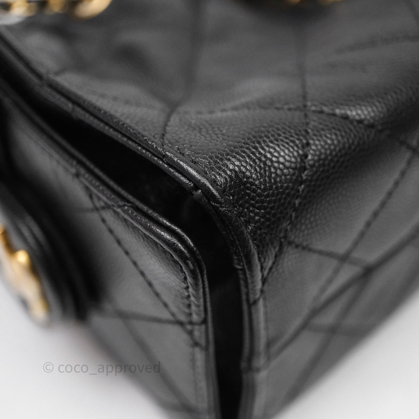 Chanel 25 Mini Black Caviar Aged Gold Hardware