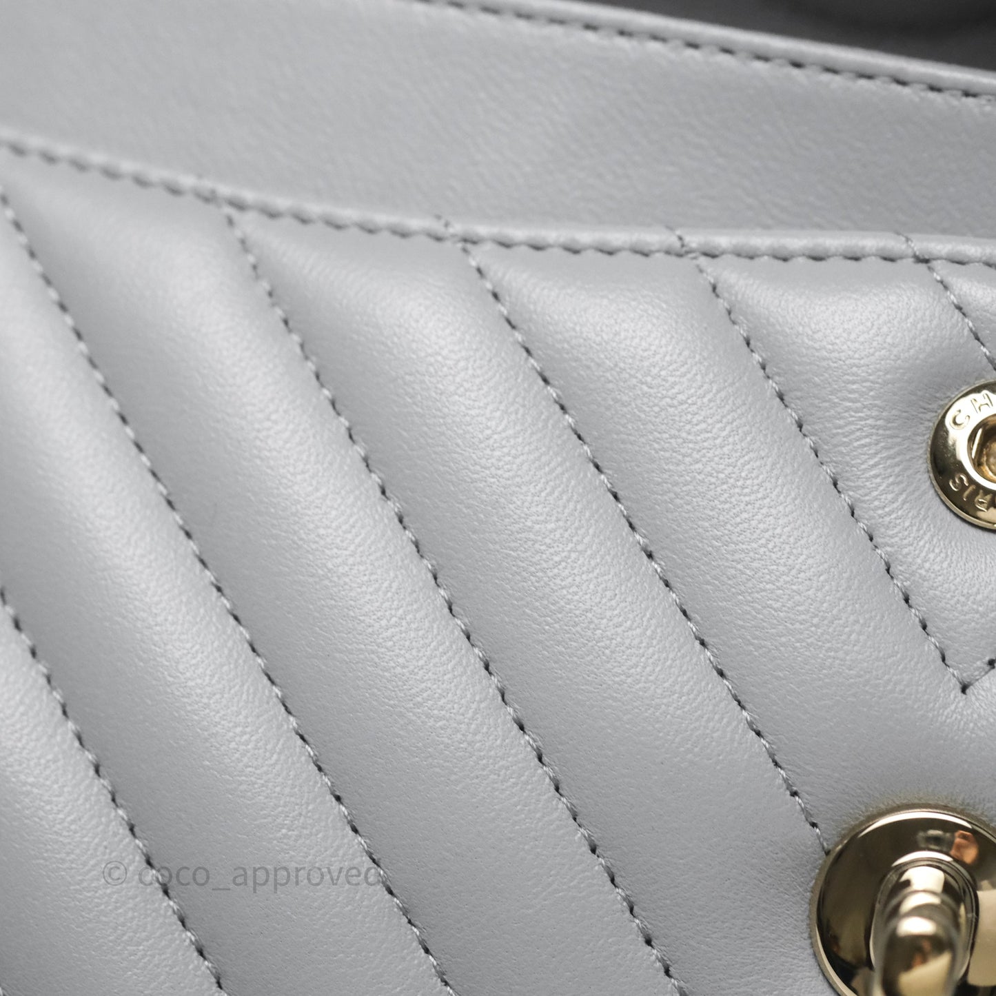 Chanel Classic Small Flap Chevron Grey Lambskin Gold Hardware