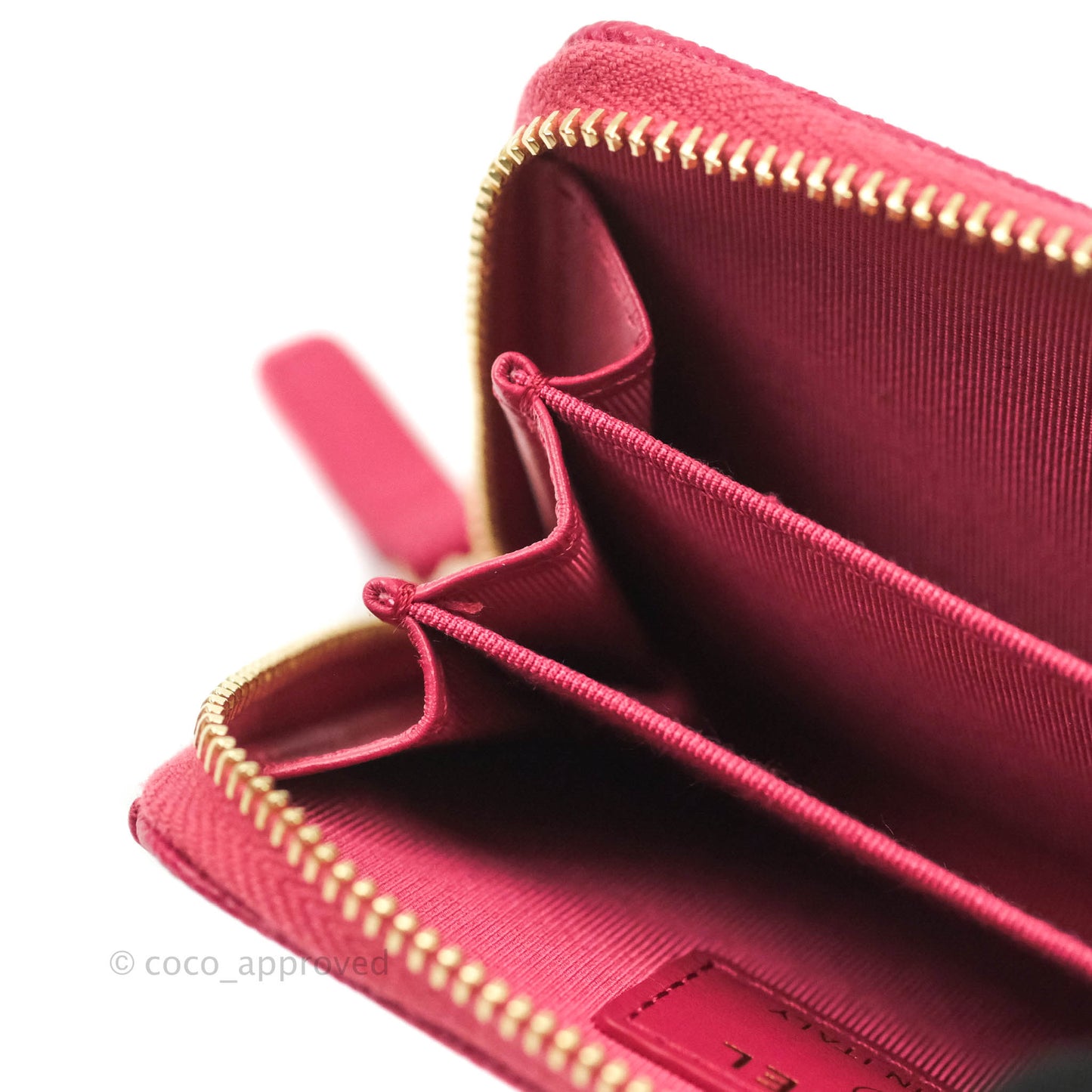 Chanel Classic Zipped Coin Purse Rosy Red Caviar Gold Hardware 21A