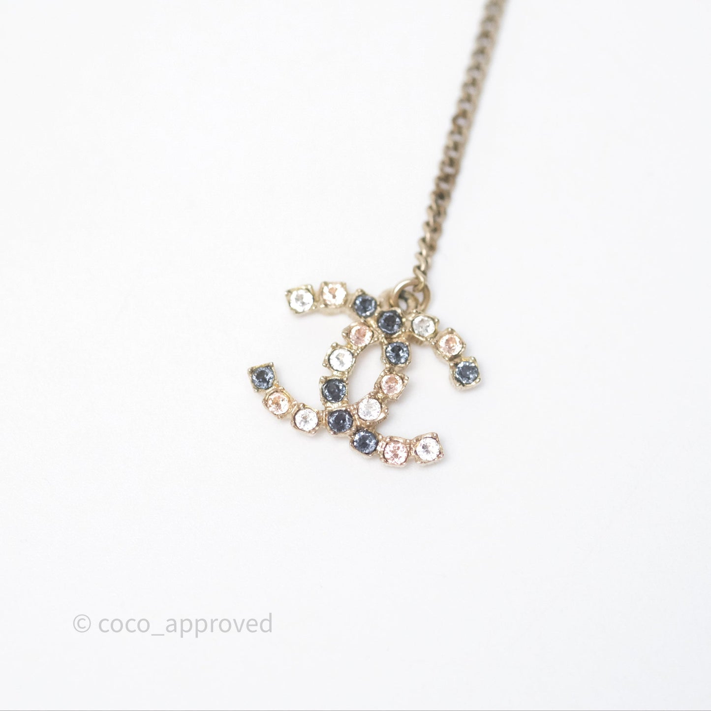 Chanel Crystal CC Long Drop Earrings Gold Tone 19A