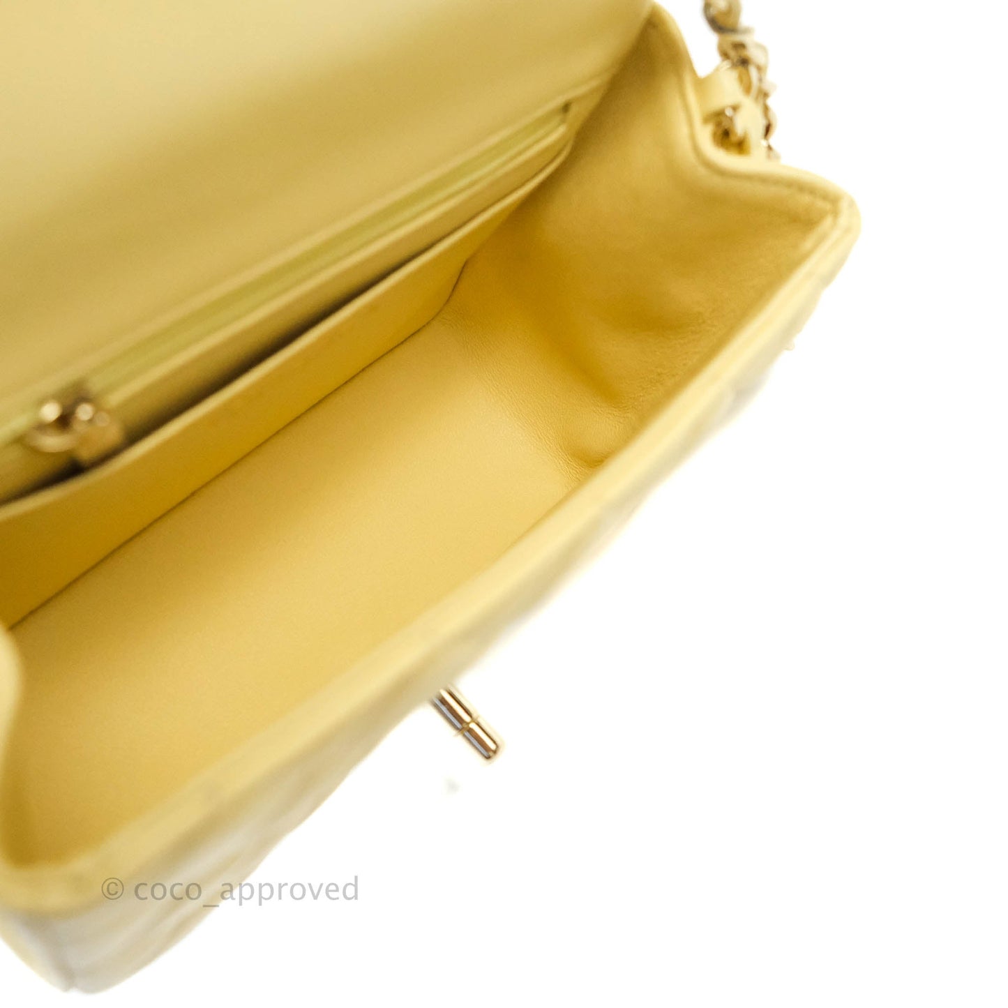 Chanel Quilted Mini Square Yellow Lambskin Gold Hardware
