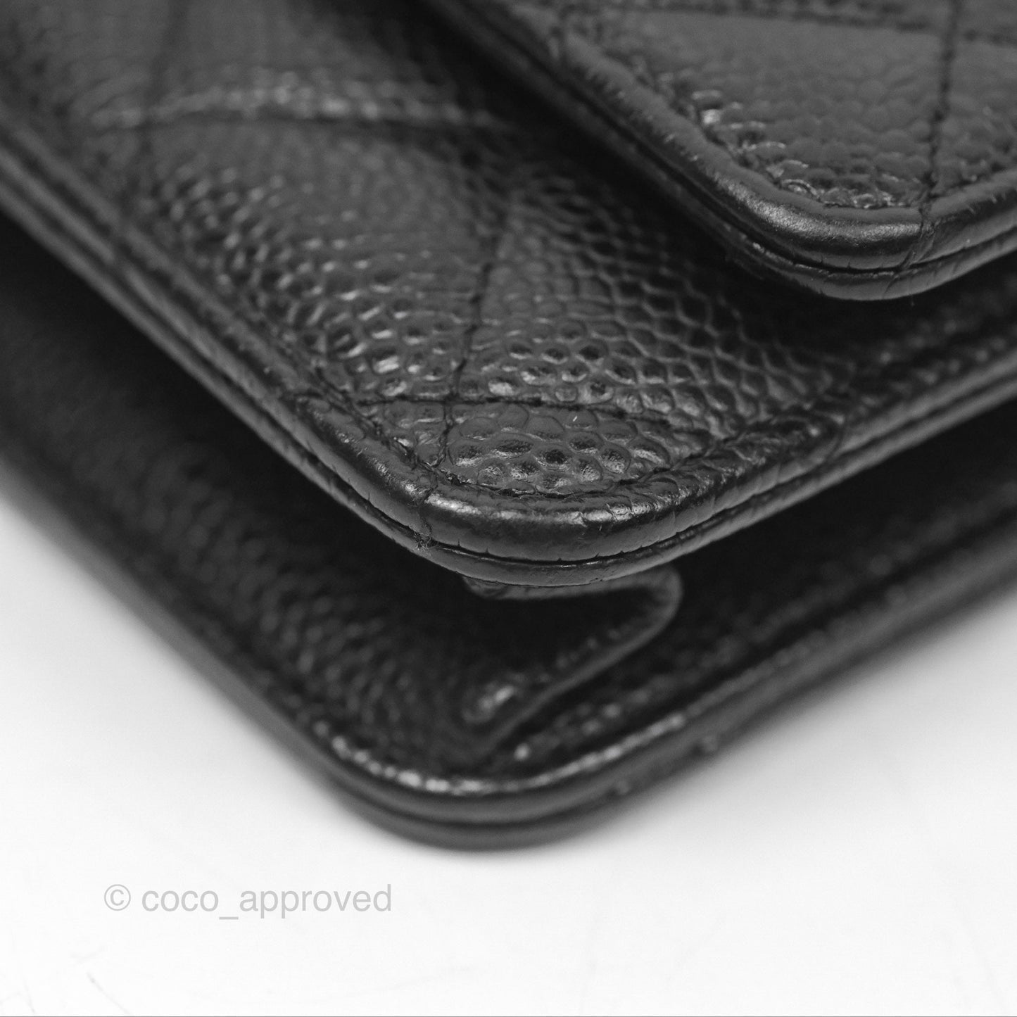 Chanel Classic Quilted Wallet On Chain WOC Black Caviar Gold Hardware