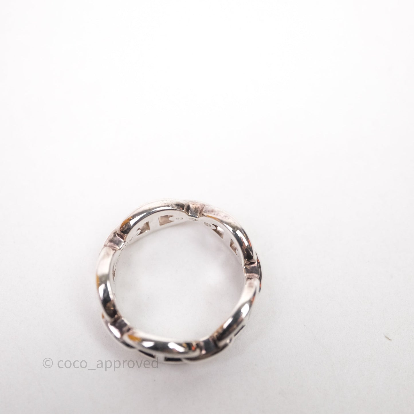 Hermès Sterling Silver PM Chaine d'Ancre Enchainee Band Ring Size 53