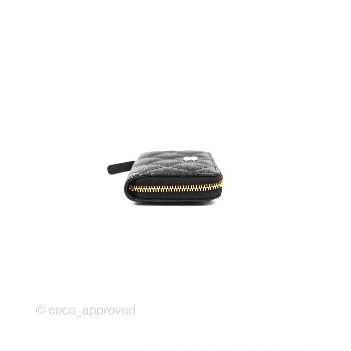 Chanel Classic Quilted Zipped Coin Purse Black Caviar Gold Hardware