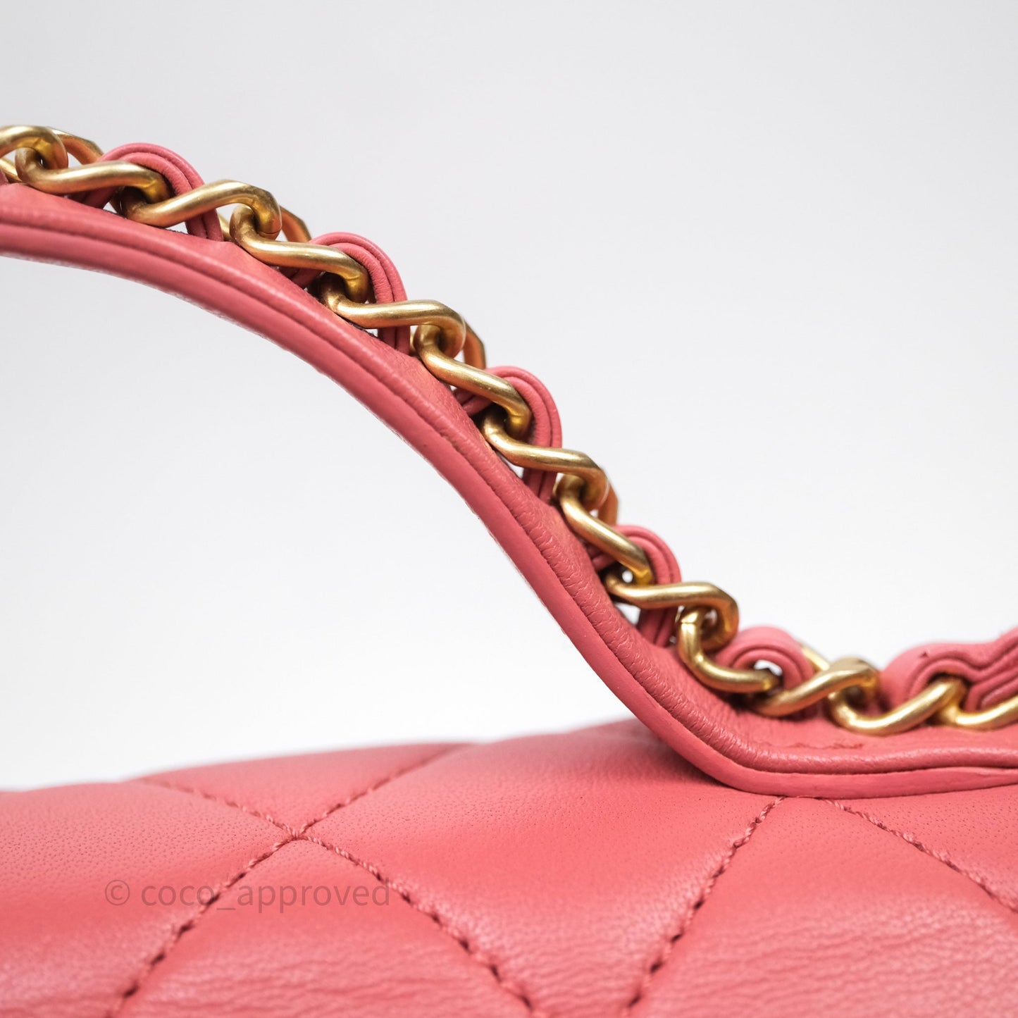 Chanel Quilted Chain Infinity Handle Bag Pink Lambskin Aged Gold Hardware
