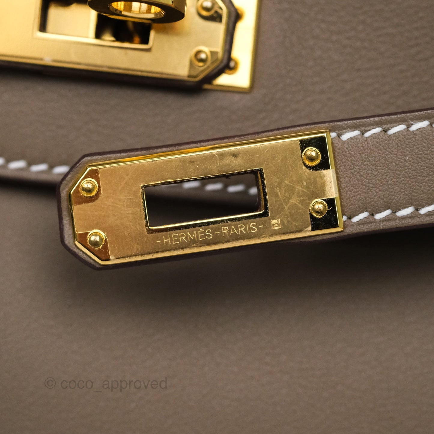 Hermès Retourne Kelly 25 Etoupe 18 Swift Gold Hardware