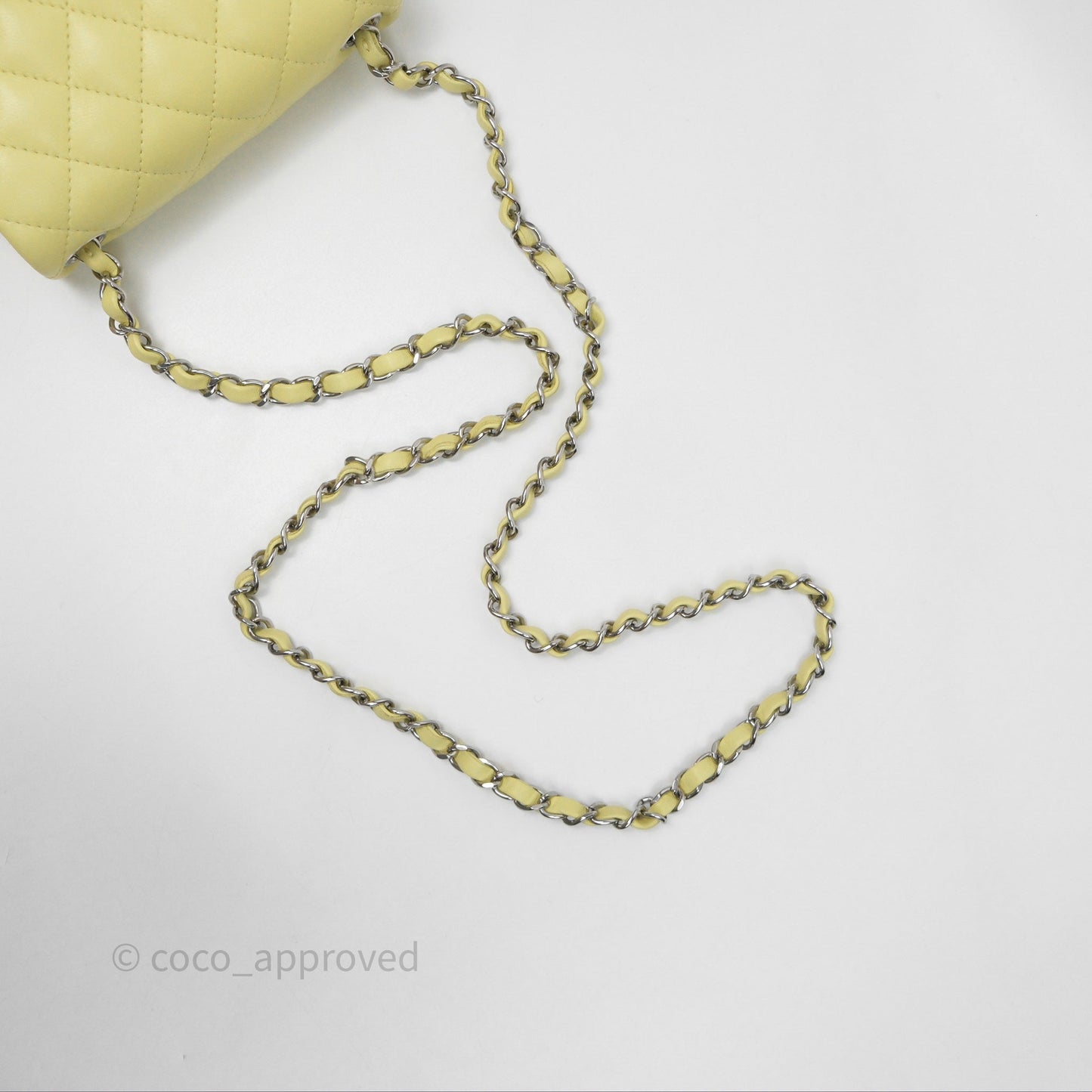 Chanel Mini Square Flap Quilted Yellow Lambskin Silver Hardware