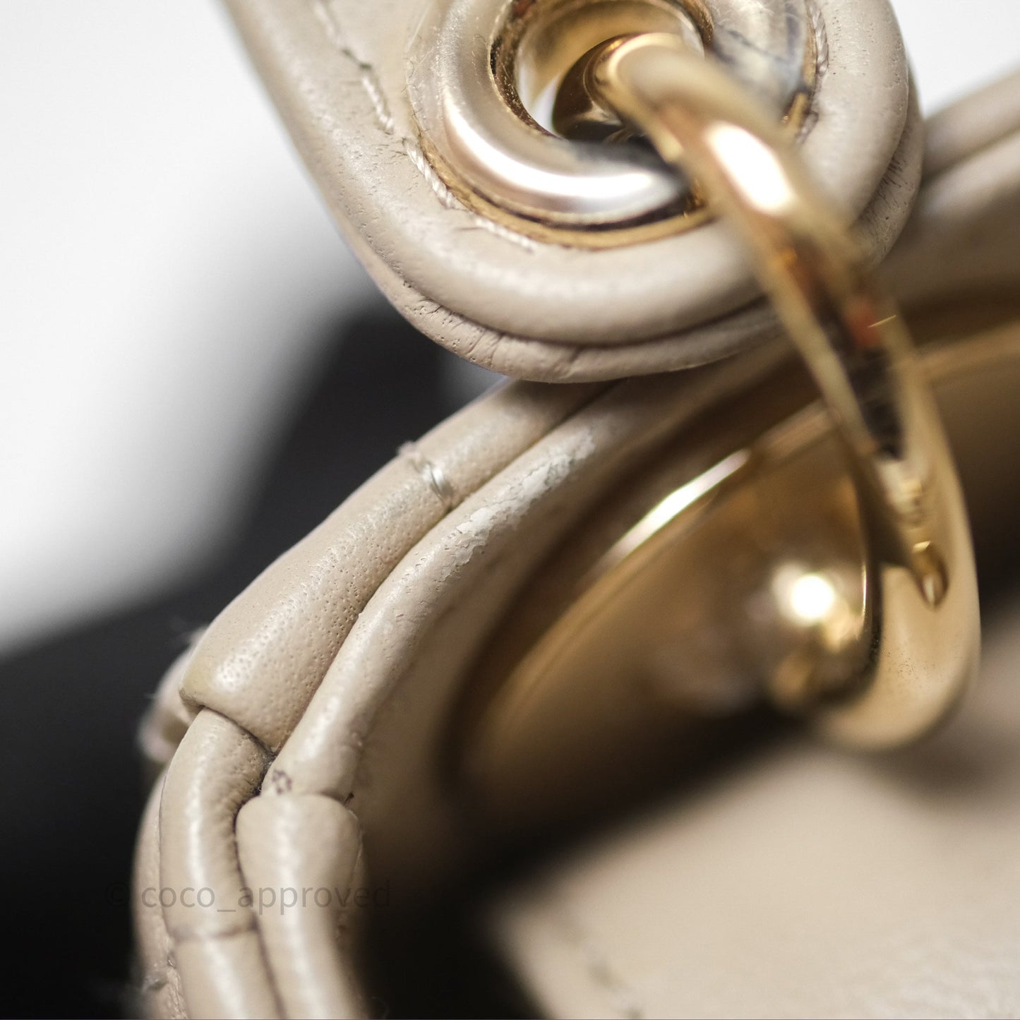 Christian Dior Micro Lady Dior Cannage Beige Lambskin Gold Hardware