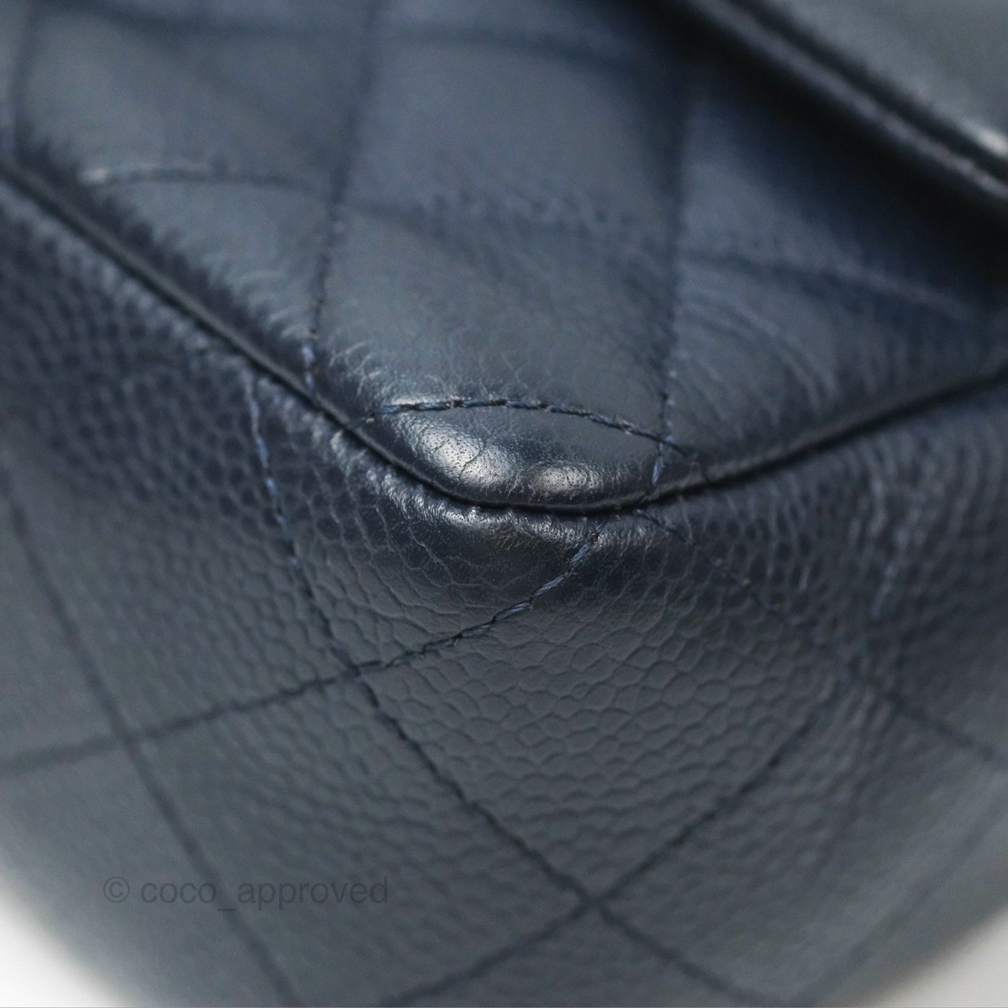 Chanel Quilted Mini Rectangular Flap Navy Caviar Silver Hardware