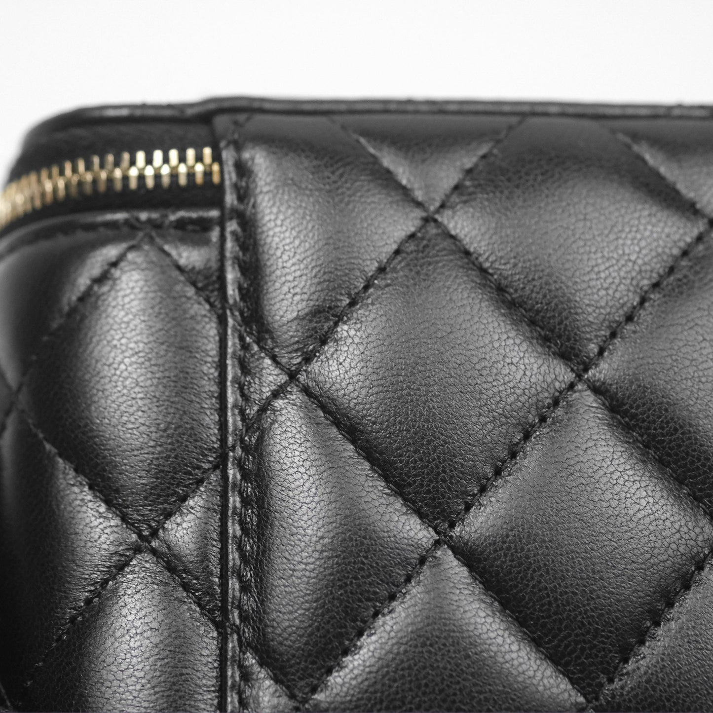 Chanel All Slide Vanity with Adjustable Chain Black Lambskin Aged Gold Hardware