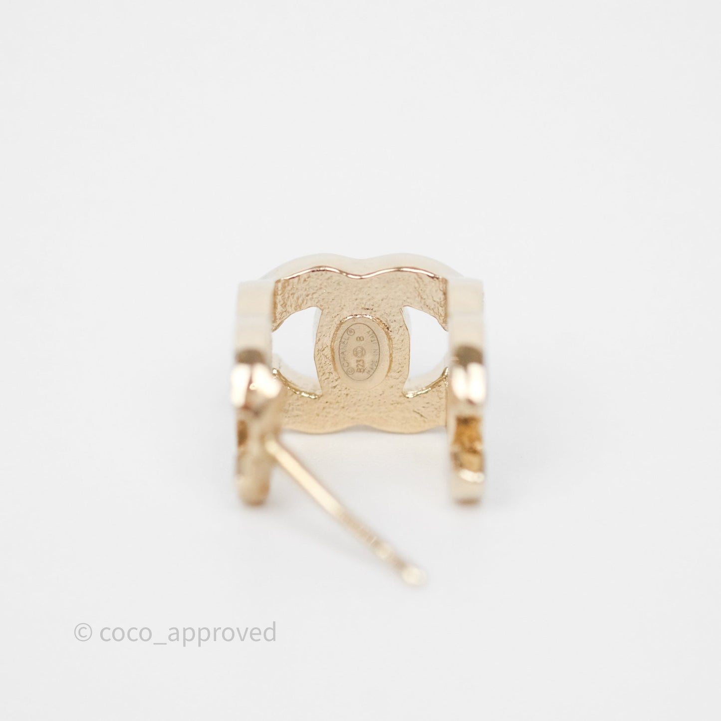 Chanel CC Crystals Square Earrings Gold Tone 23B