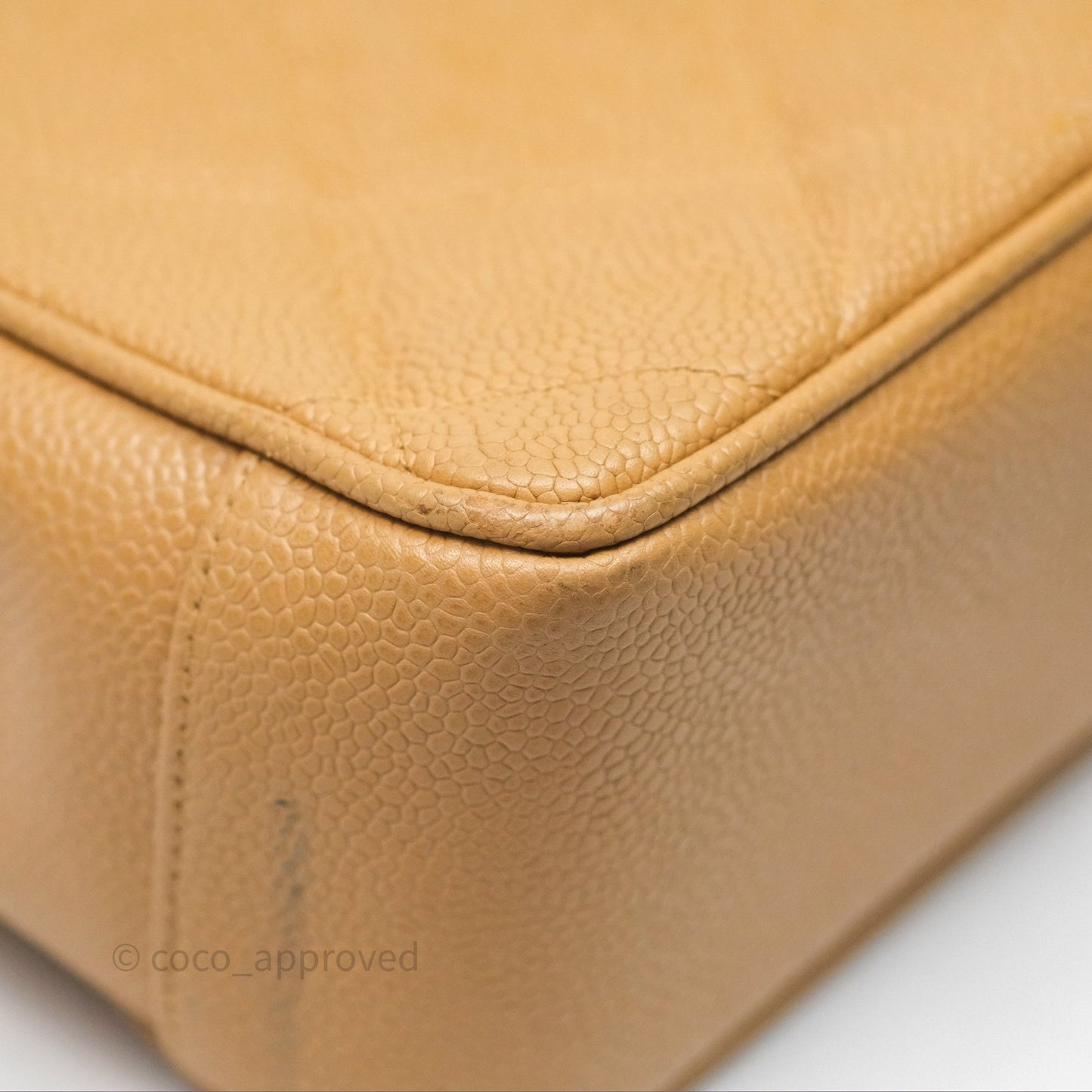 Chanel Vintage CC Quilted Tote Dark Beige Caviar 24K Gold Hardware