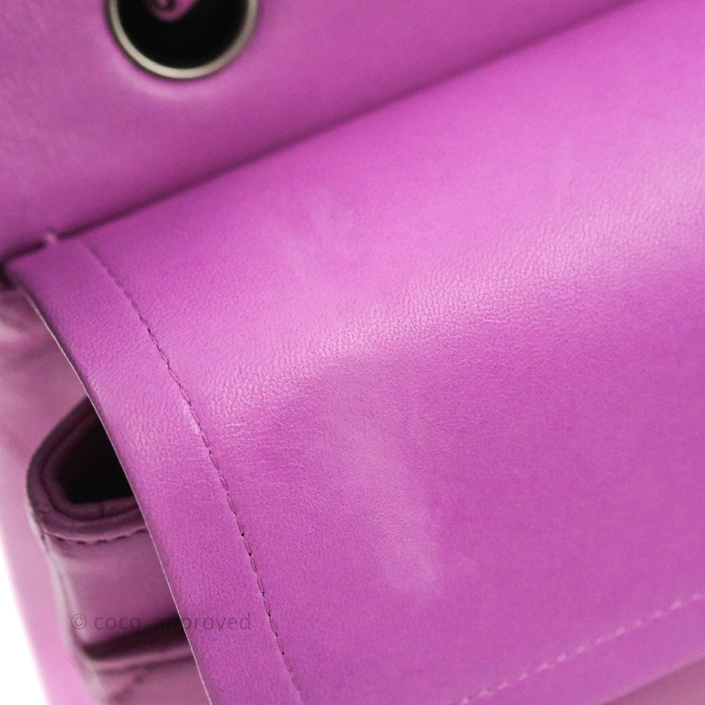 Chanel Classic M/L Medium Double Flap Purple Lambskin Silver Hardware