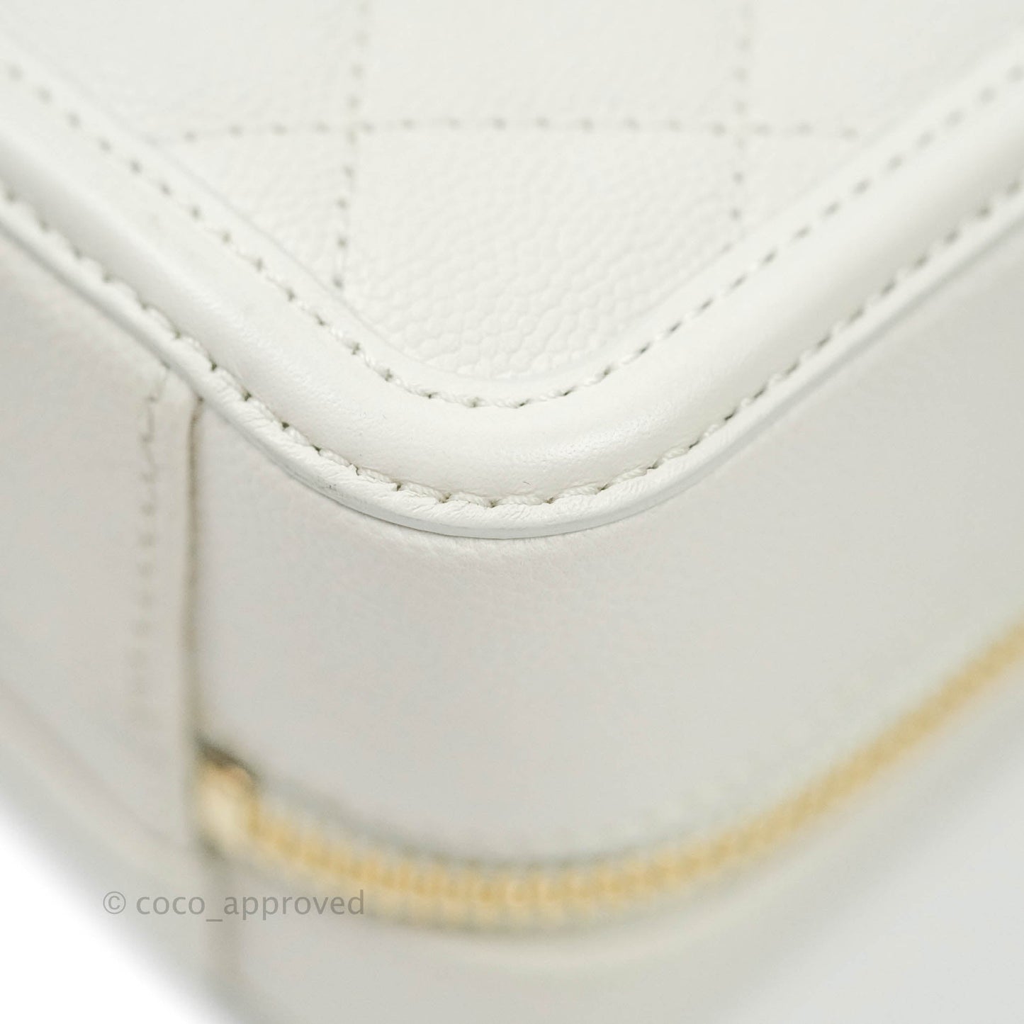 Chanel Quilted Small CC Filigree Vanity Case White Caviar