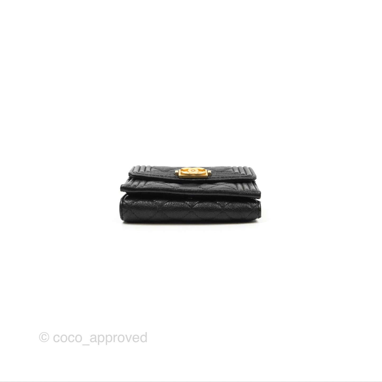 Chanel Quilted Small Boy Flap Wallet Black Caviar Gold Hardware