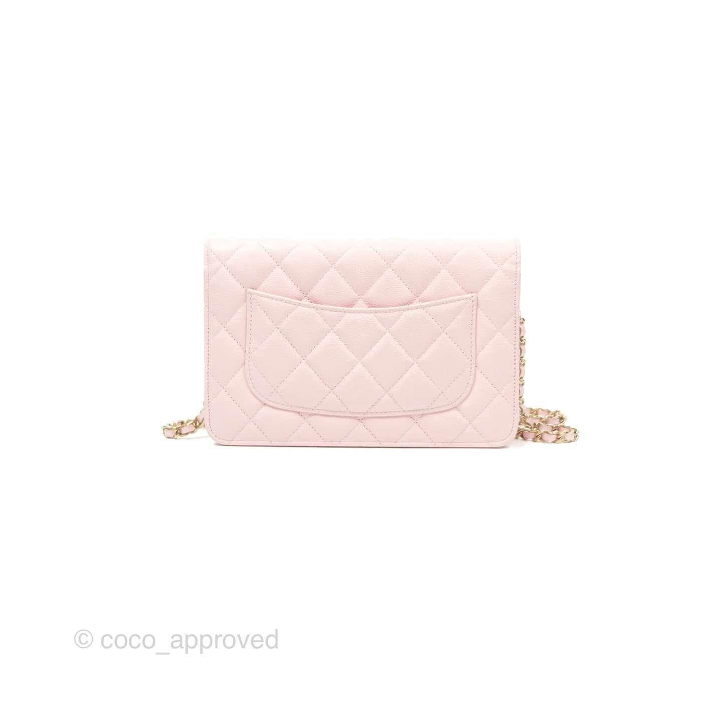 Chanel Quilted Classic Wallet On Chain WOC Pink Caviar Gold Hardware