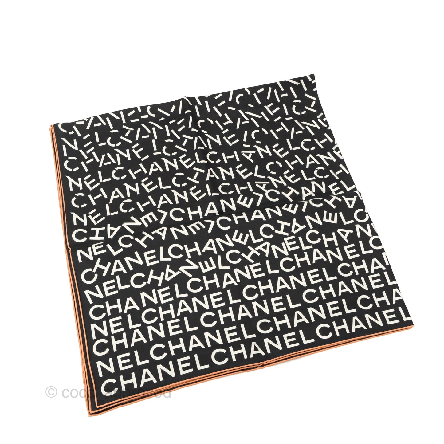 Chanel CC Silk Square Scarf 90 Black/White