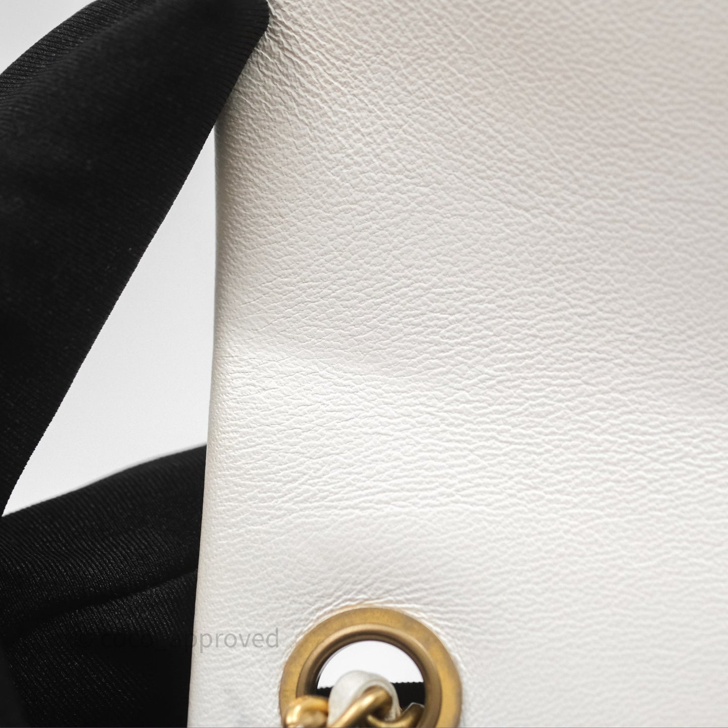 Chanel Mini Rectangular Pearl Crush Quilted White Lambskin Aged Gold Hardware