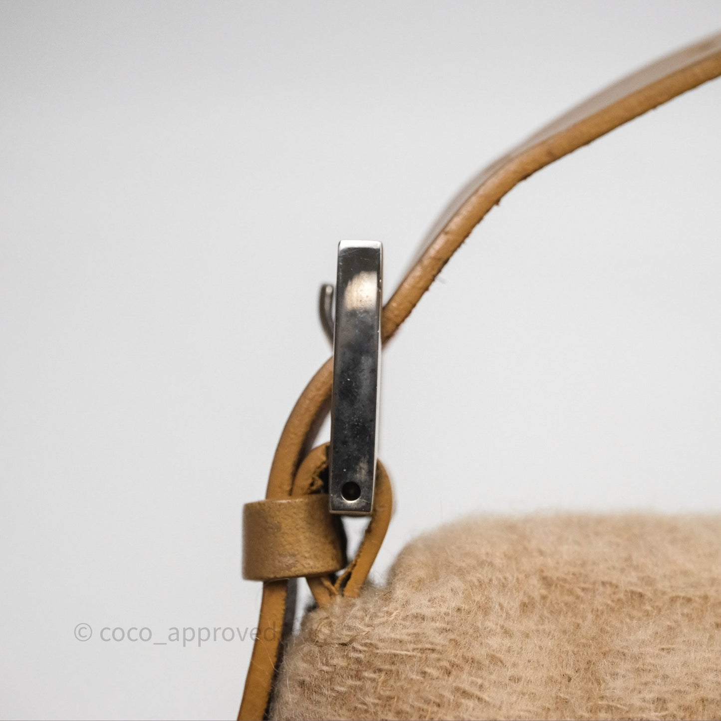 Fendi Vintage Baguette Shoulder Bag Wool Beige