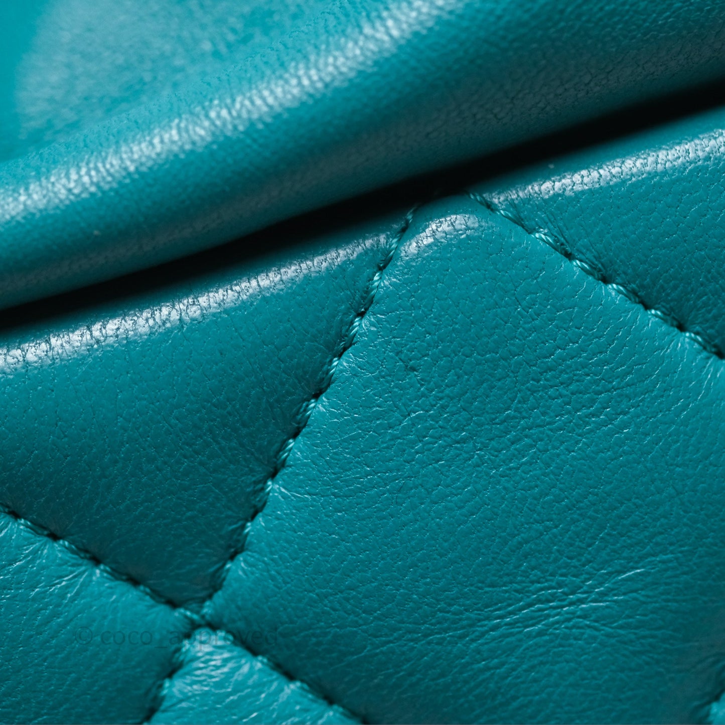 Chanel Pearl CC Drawstring Bucket Bag Teal Green Lambskin Gold Hardware