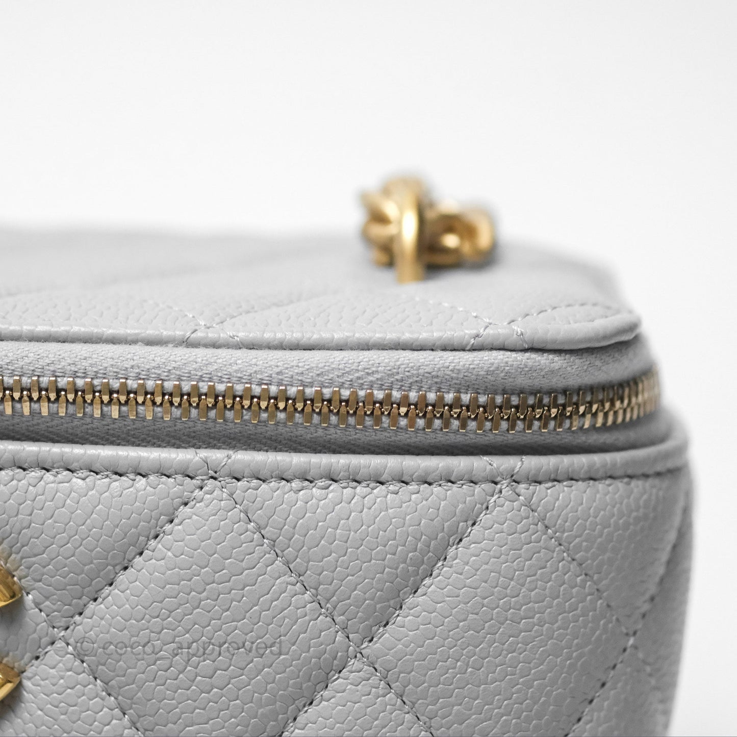 Chanel Vanity with Heart Adjustable Chain Grey Caviar Aged Gold Hardware