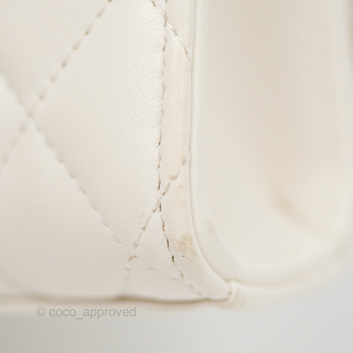 Chanel Quilted Pearl Crush Phone Holder With Chain White Lambskin