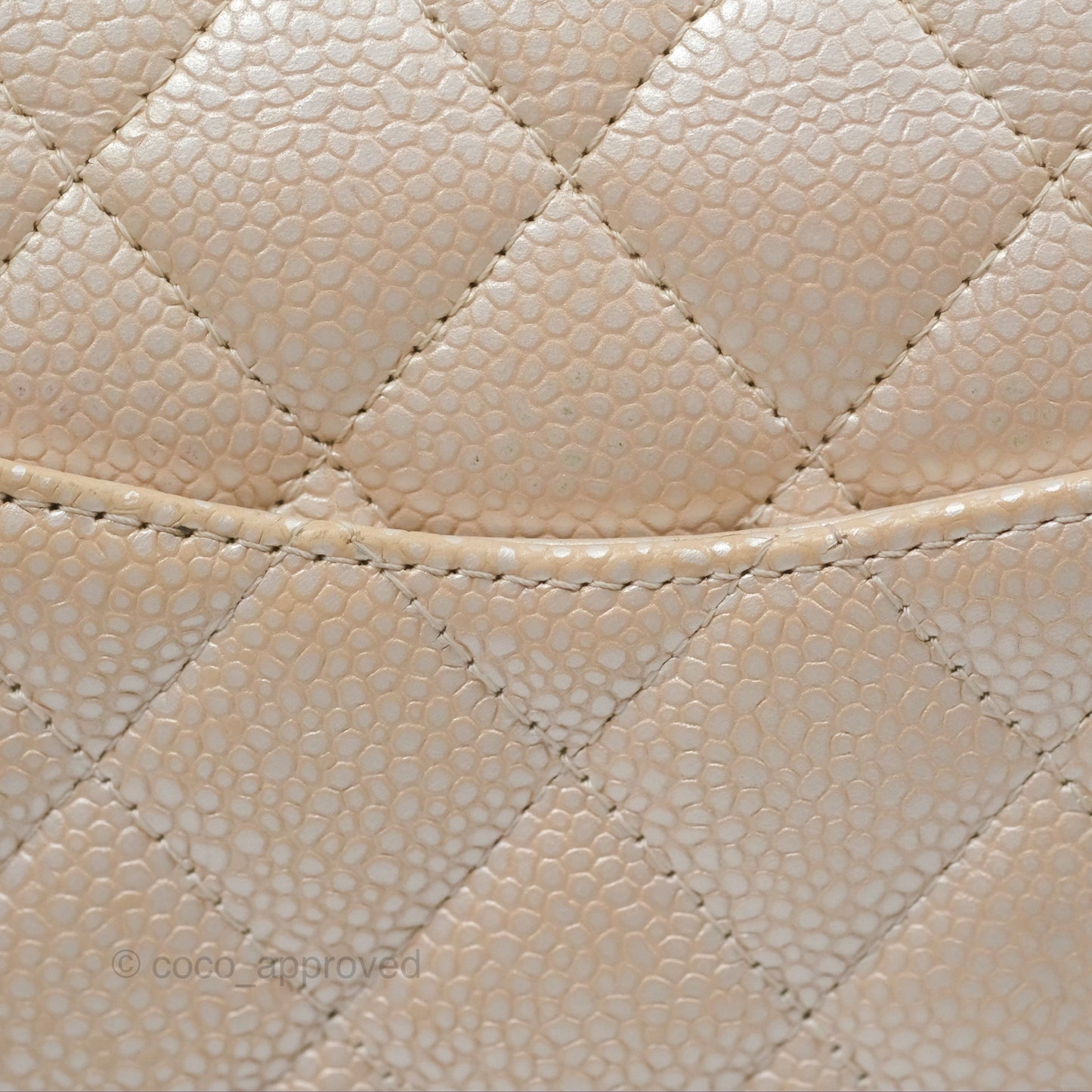 Chanel Classic M/L Medium Double Flap Iridescent Pearly Caviar Aged Gold Hardware⁣⁣