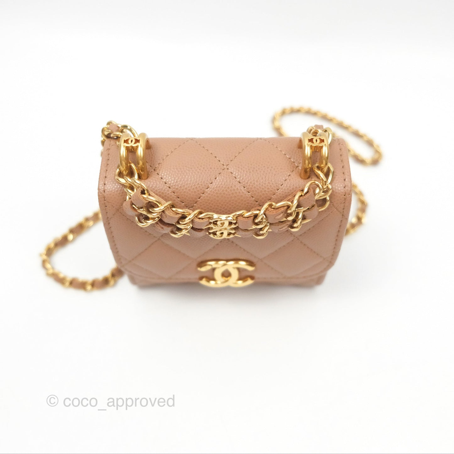 Chanel CC Chain Clutch with Chain Beige Caviar Gold Hardware