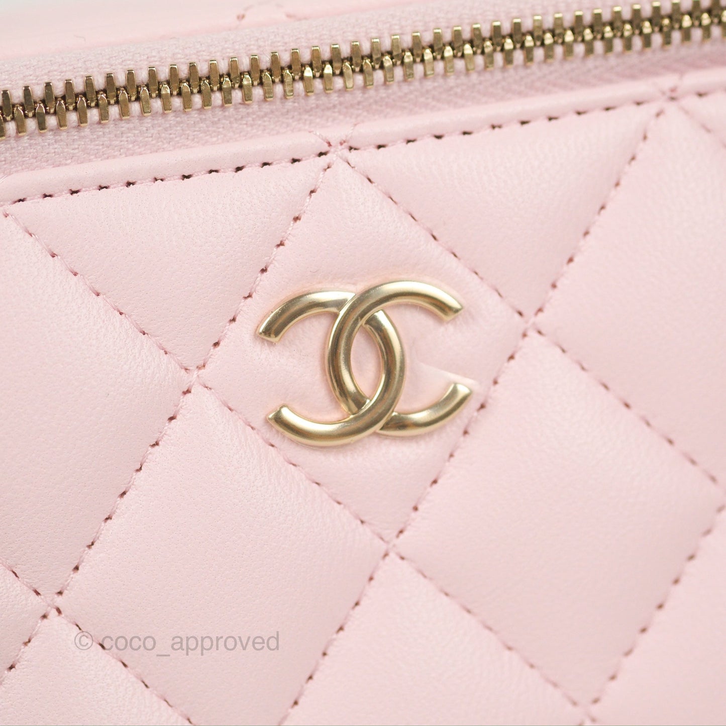 Chanel Vanity Rectangular Top Handle Pink Lambskin Gold Hardware