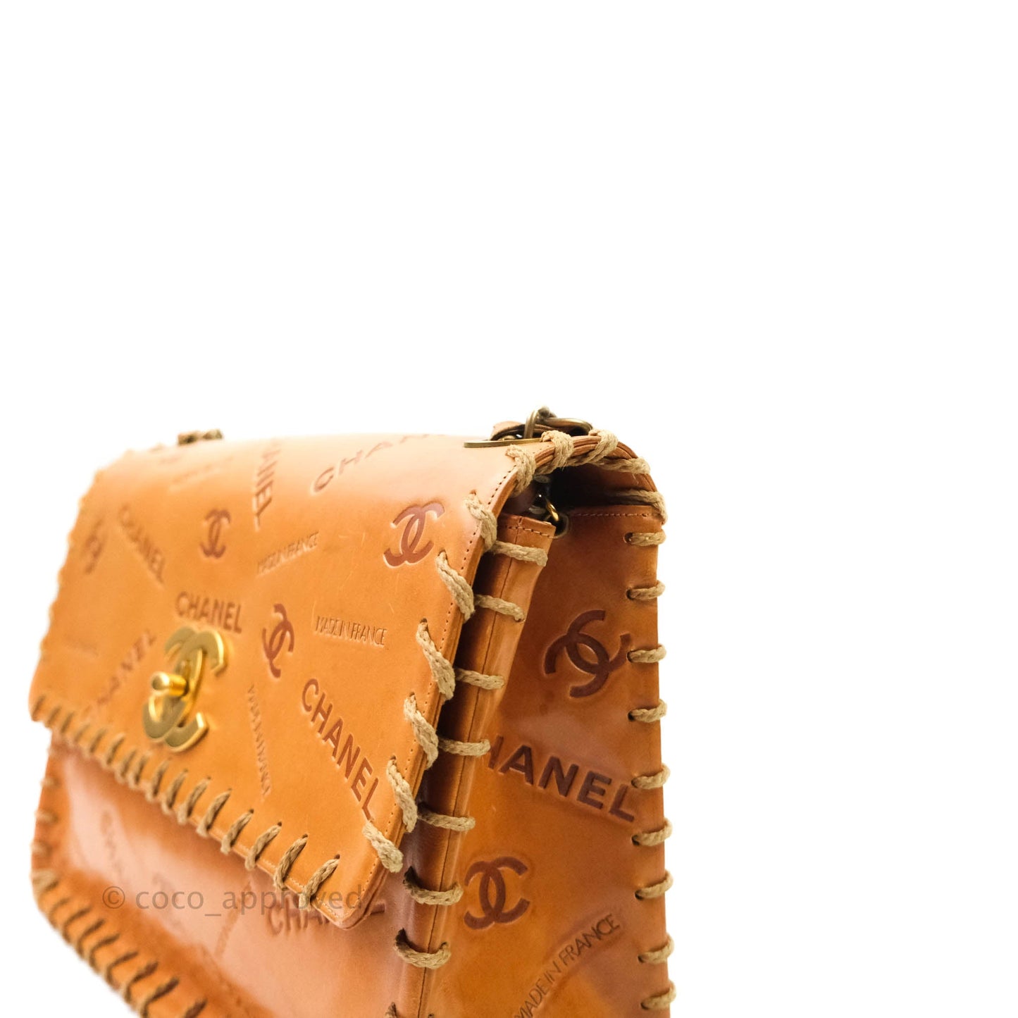 Chanel Embossed Leather XL Jumbo Flap Tan Antique Gold Hardware