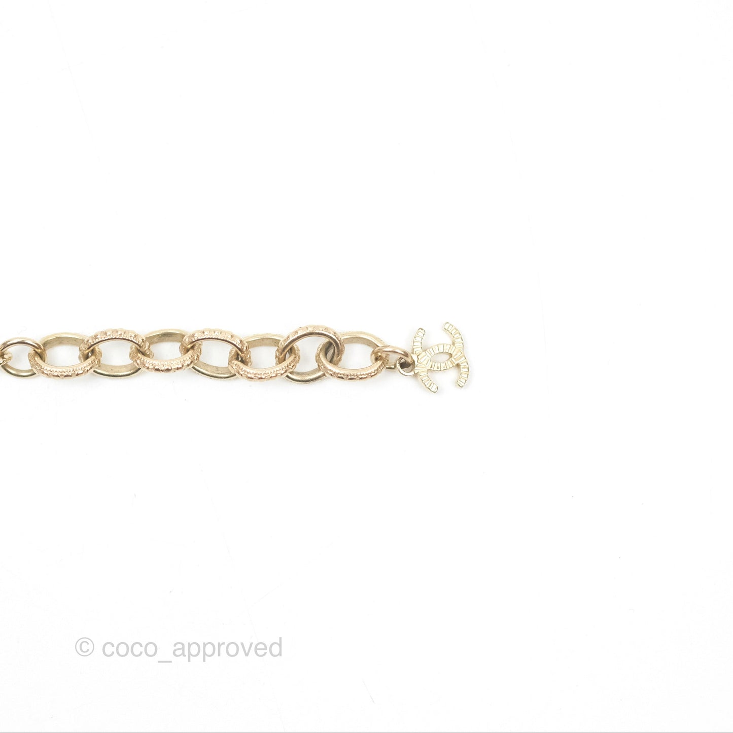 Chanel CC Pearl Star Black Pendant Bracelet Gold Tone 20S