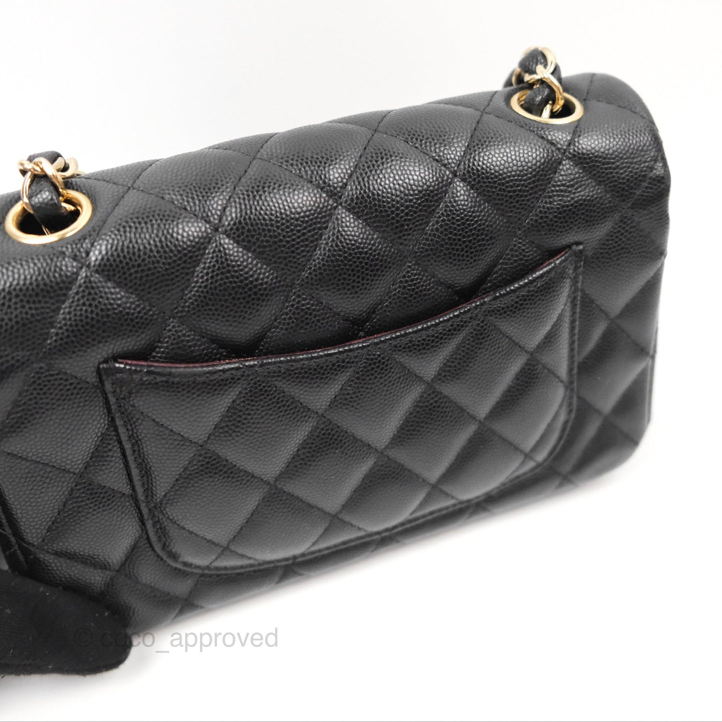 Chanel Quilted Mini Rectangular Black Caviar Gold Hardware 17B