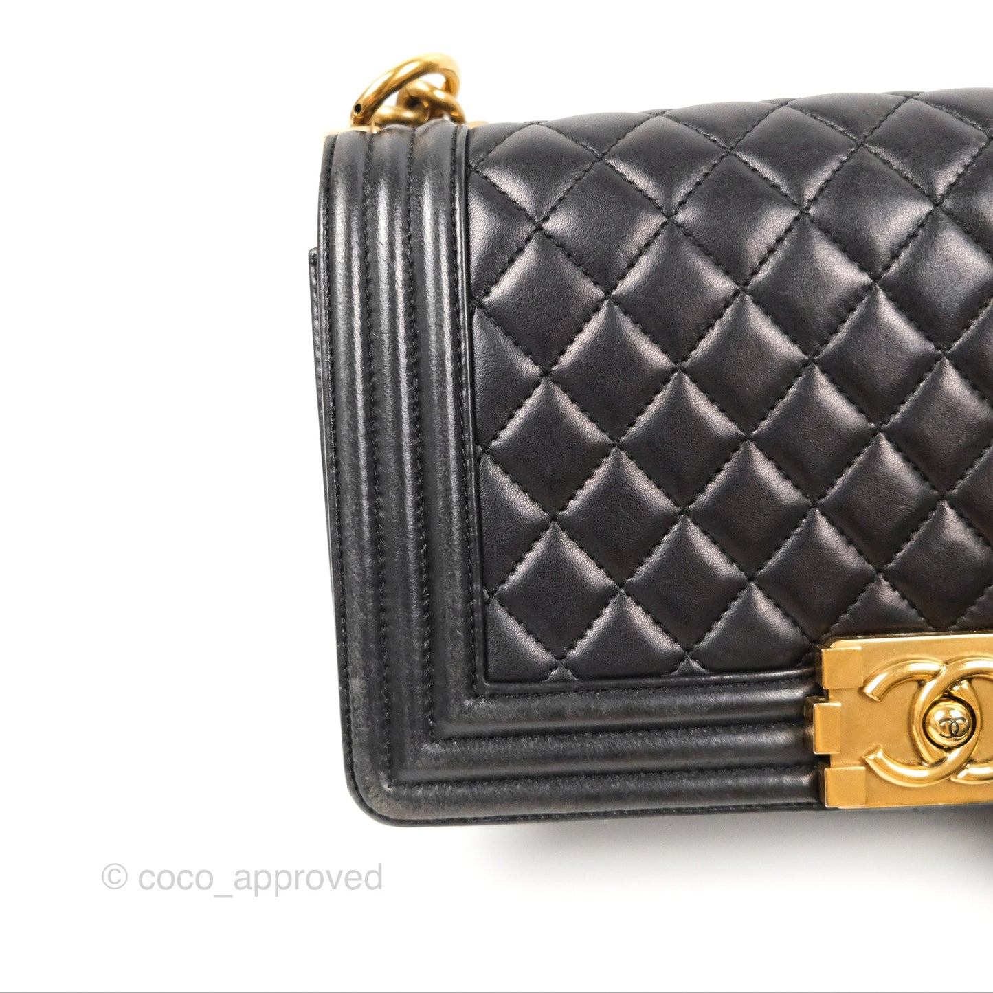 Chanel Quilted Medium Boy Black Lambskin Aged Gold Hardware