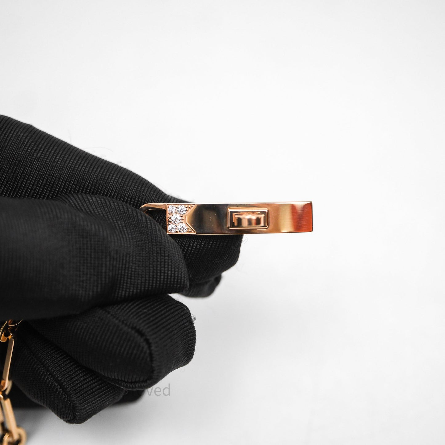 Hermes Kelly Chaine Diamond Bracelet Rose Gold