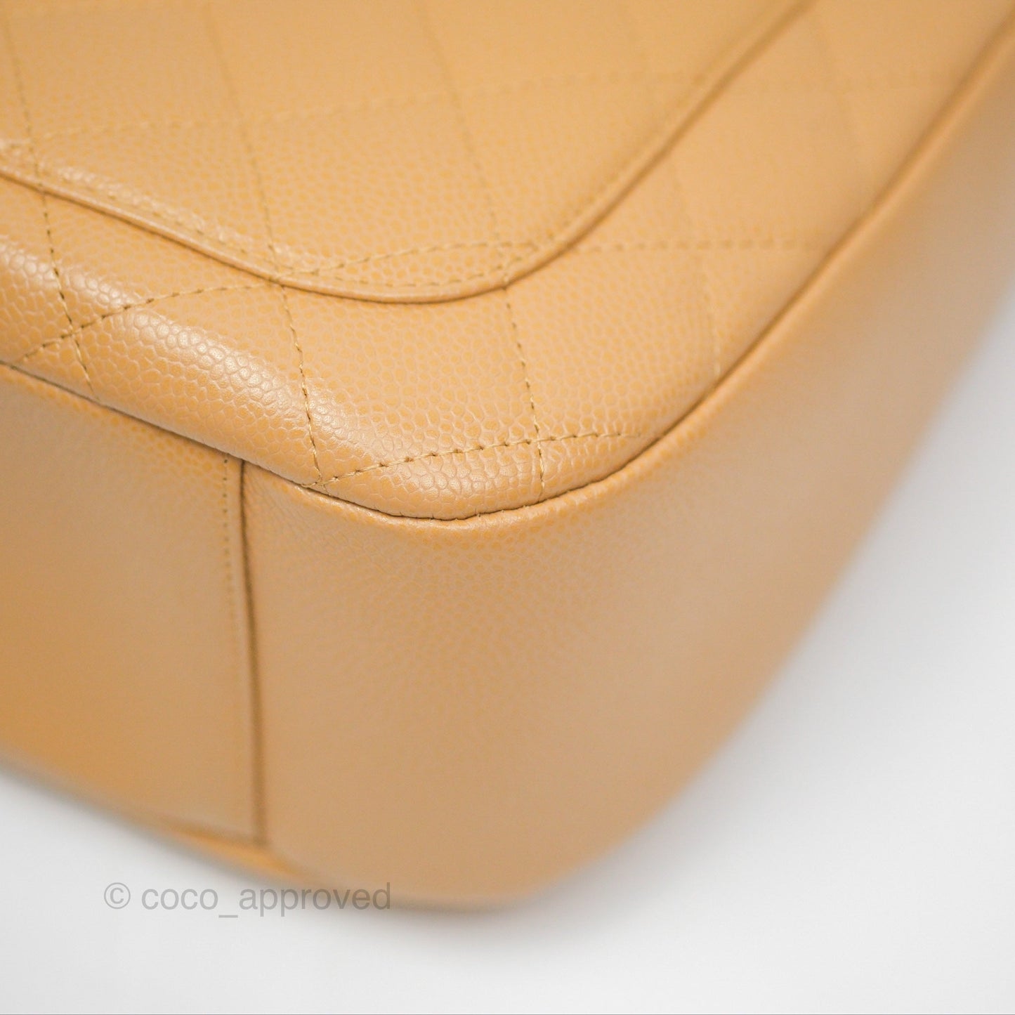 Chanel Vintage CC Quilted Hobo Shoulder Bag Beige Caviar Gold Hardware