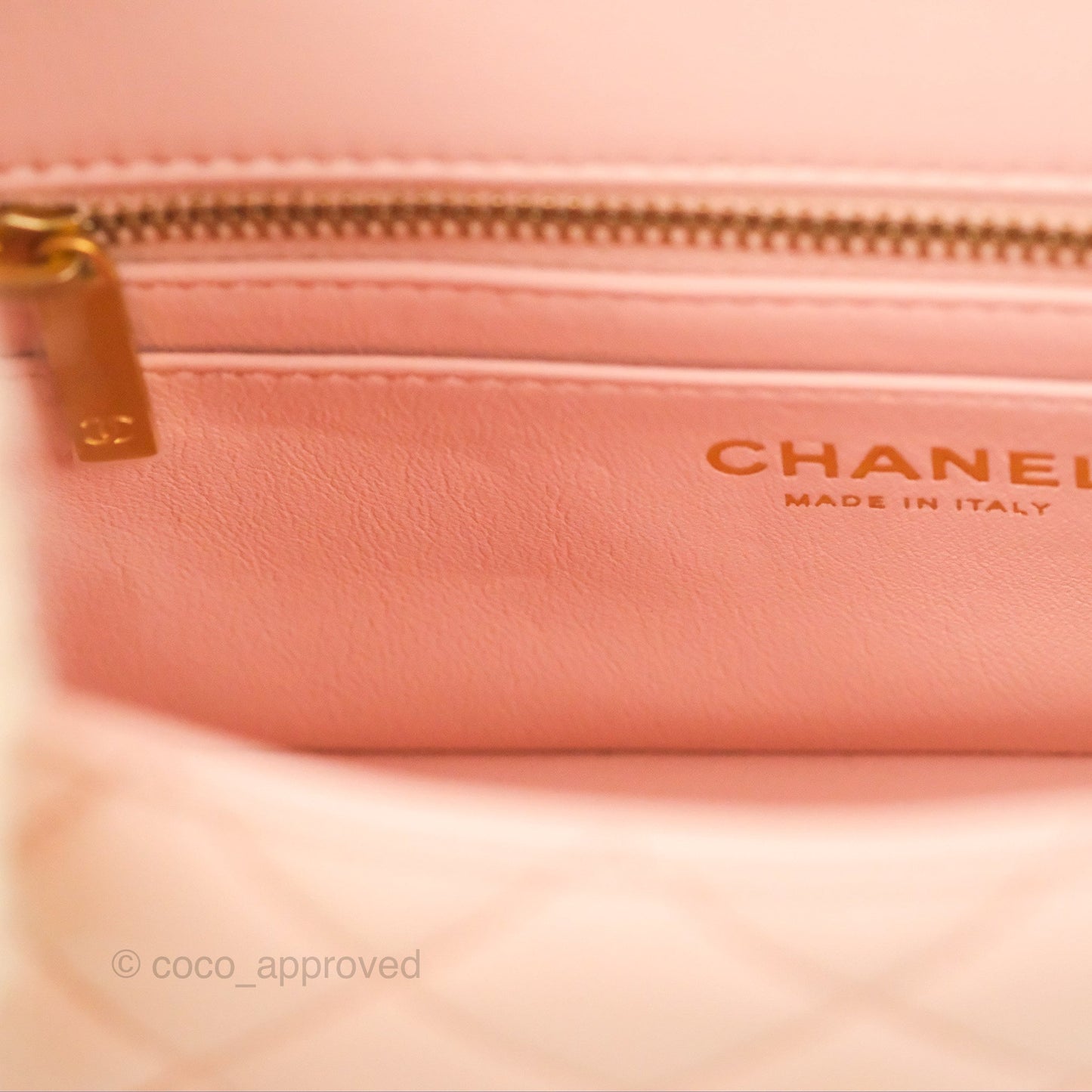 Chanel Pearl Crush Mini Rectangular Light Pink Lambskin Aged Gold Hardware