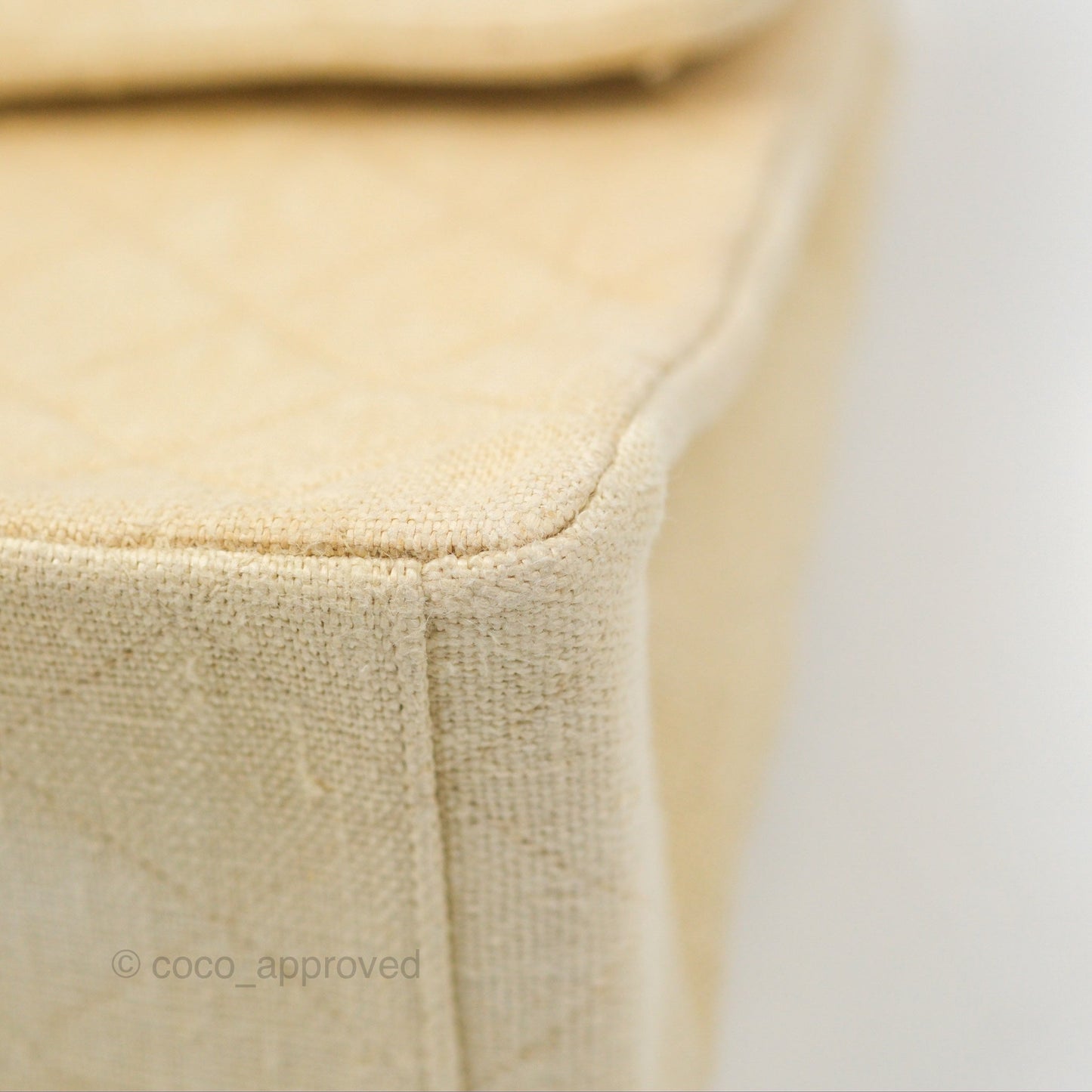 Chanel Vintage XL Jumbo Single Flap Beige Cotton Canvas 24K Gold Hardware