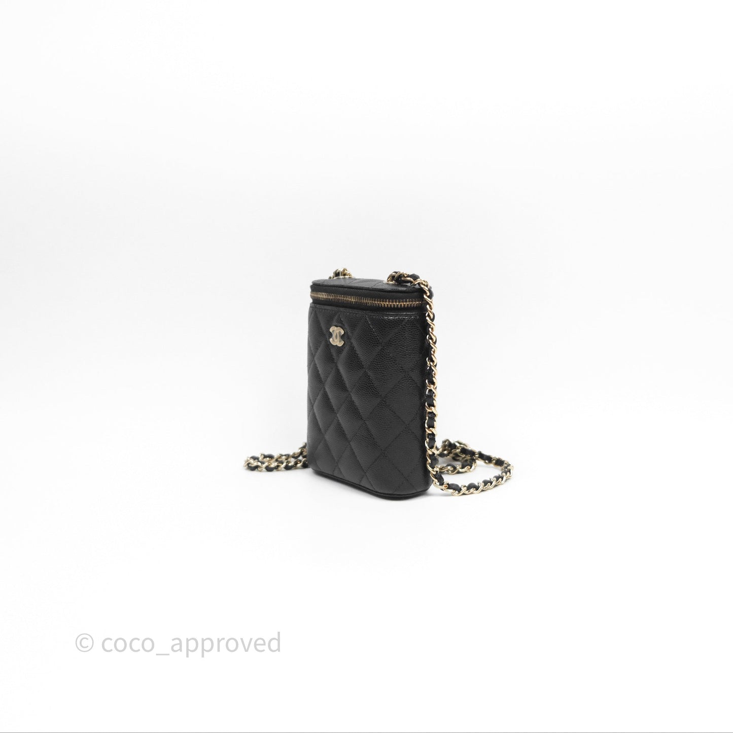Chanel Classic Mini Vanity With Chain Black Caviar Gold Hardware