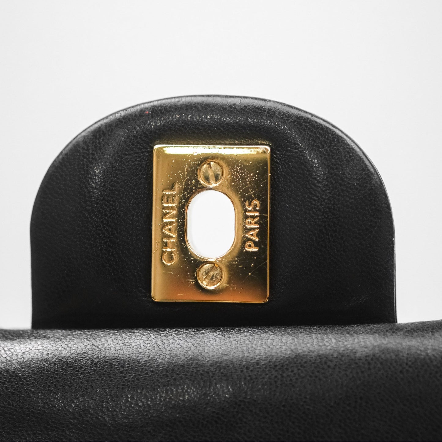 Chanel Classic M/L Medium Flap Quilted Black Lambskin Gold Hardware