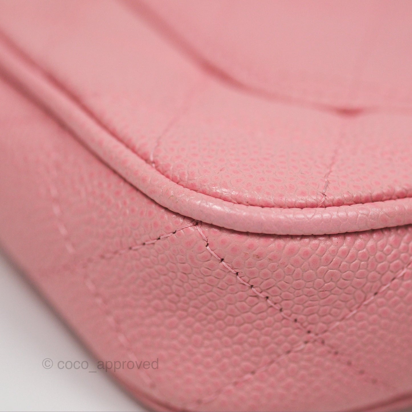 Chanel Vintage CC Quilted Shoulder Bag Pink Caviar Gold Hardware