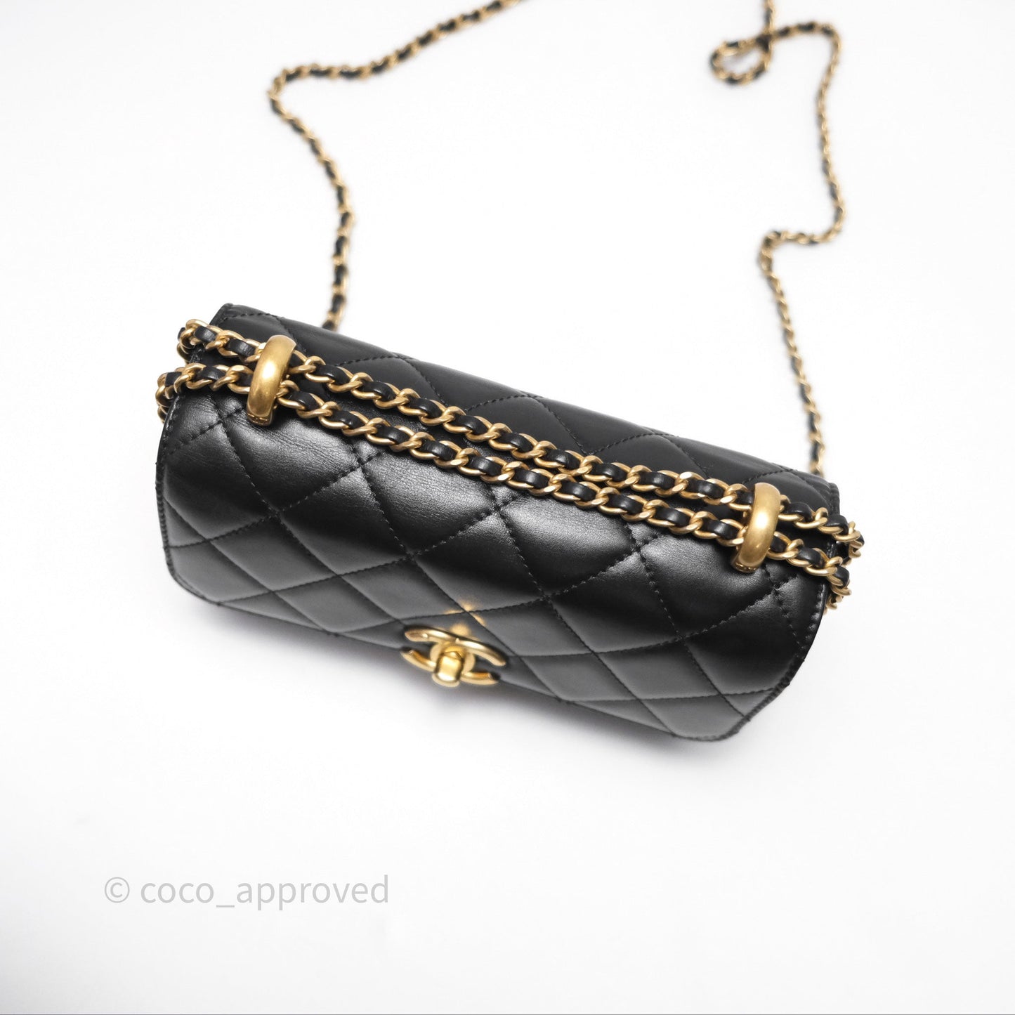 Chanel Quilted Mini Perfect Fit Adjustable Black Calfskin Gold Hardware